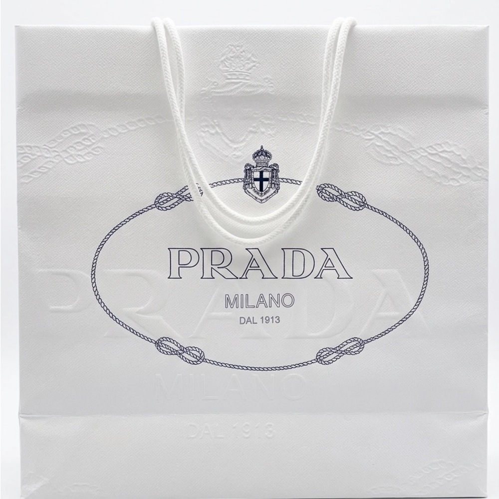 Prada White Embossed Gift  Bag